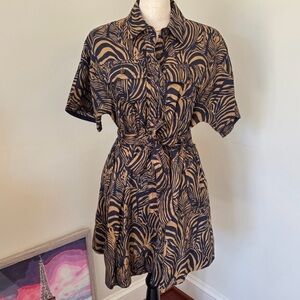 Banana Republic Black and Tan Zebra Print Mini Dress